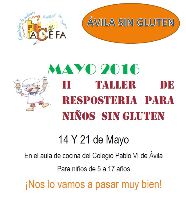 II Taller de repostería para niños, sin gluten