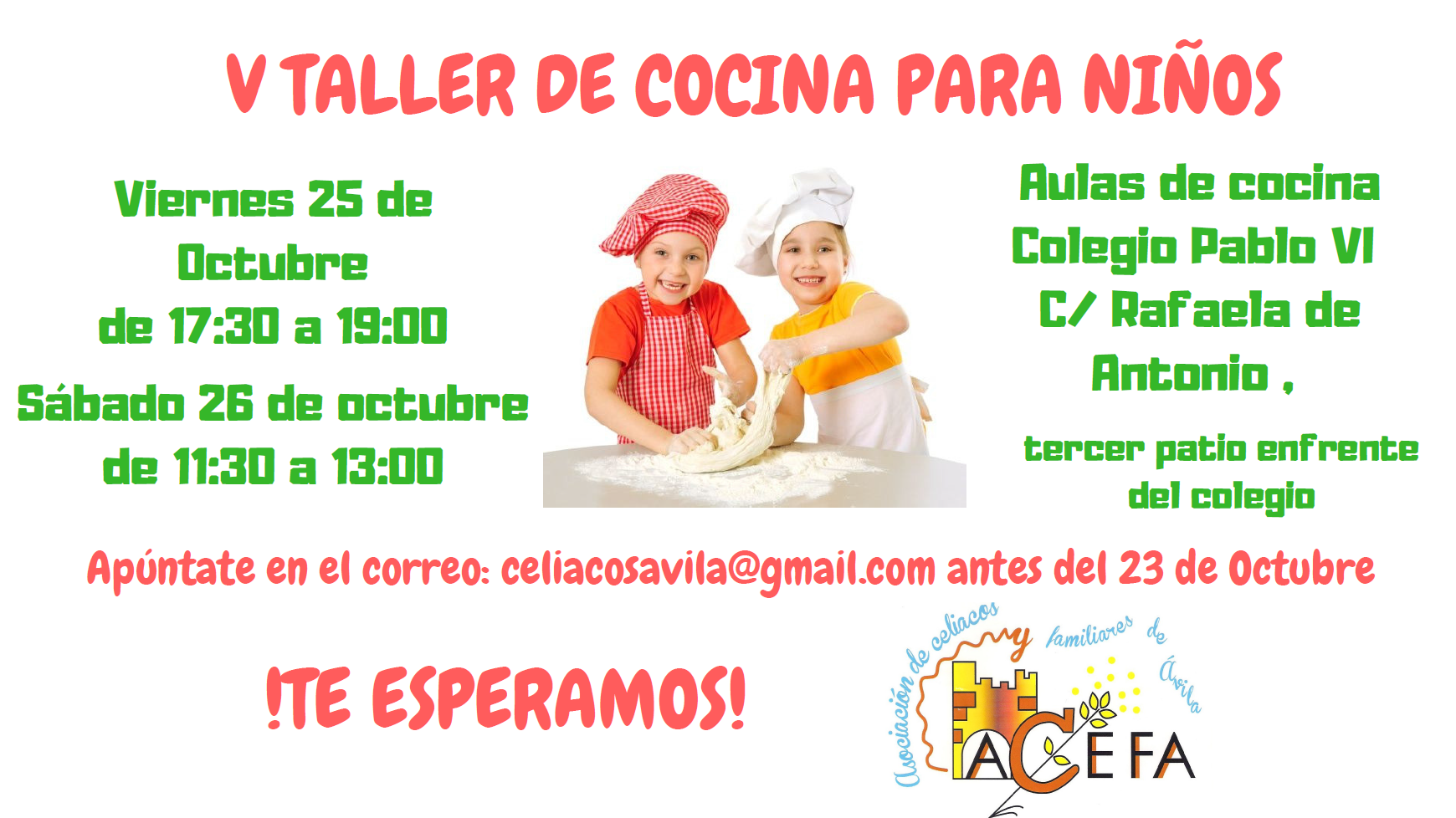 V Taller Cocina Sin Gluten Niños Ávila