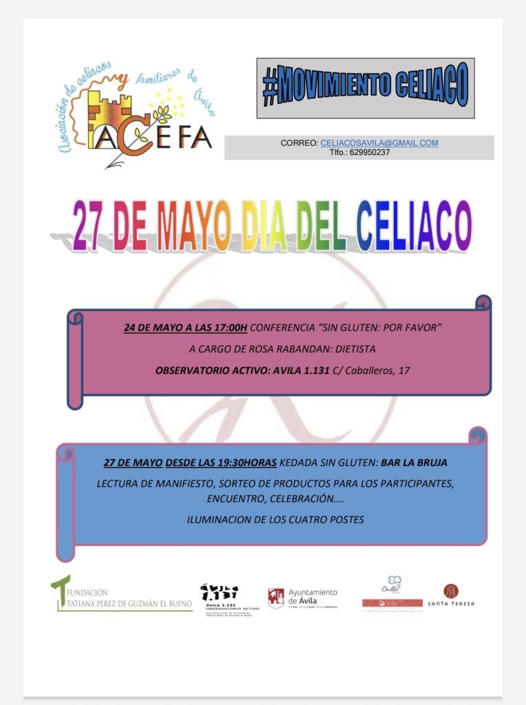 Actividades día del celíaco organizadas por ACEFA ÁVILA, conferencia y kedada