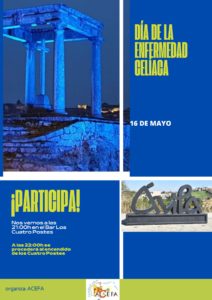 Cartel iluminación de los Cuatro Postes de Ávila día enfermedad celiaca 